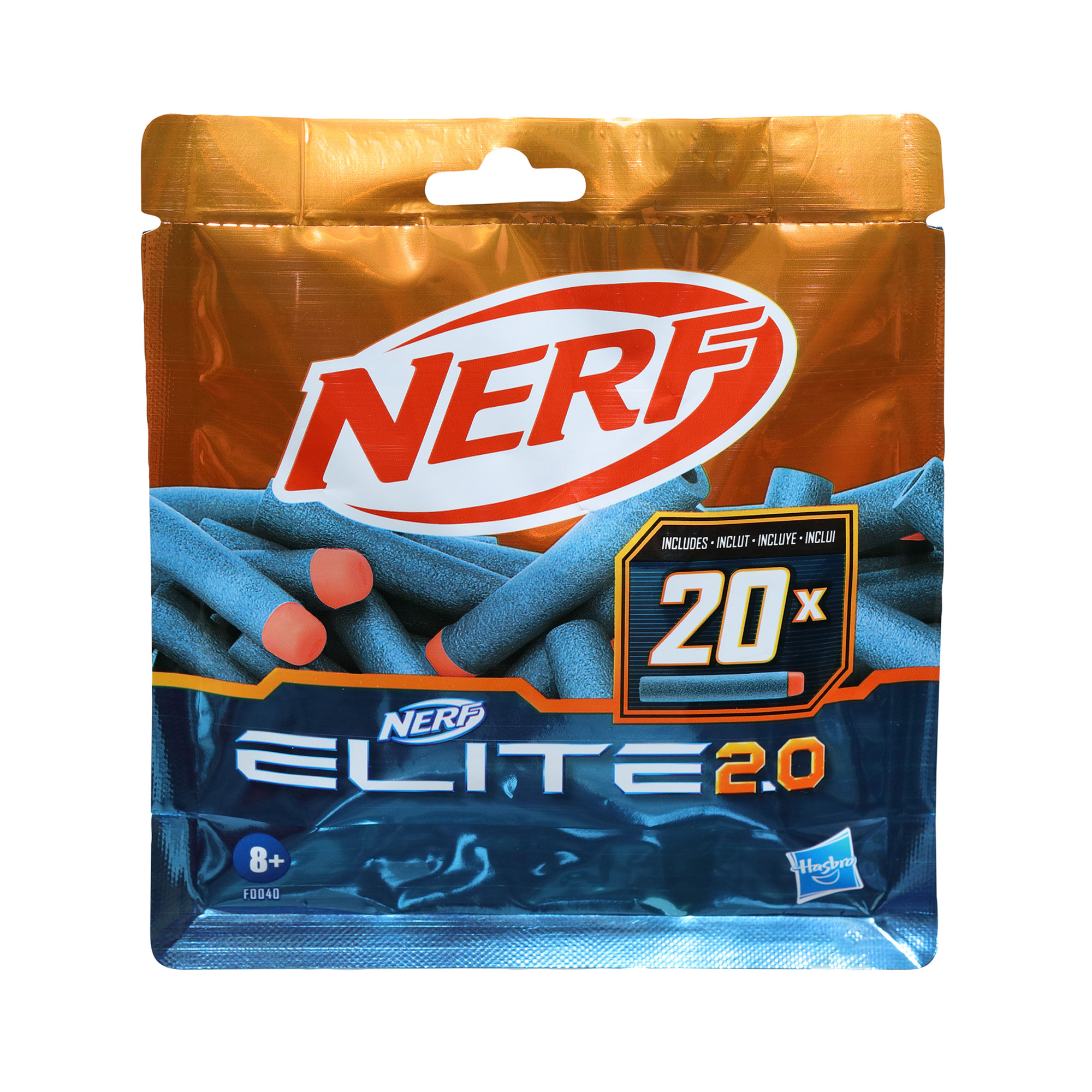 Набір стріл для іграшкових бластерів Nerf Elite 2.0, 4.5*15*17 см, від 8 років, 20 шт (F0040)